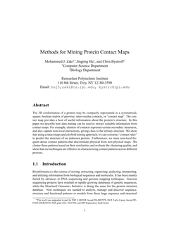 Methods for Mining Protein Contact Maps