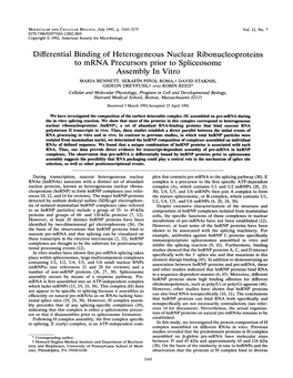 Differential Binding of Heterogeneous Nuclear