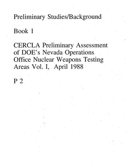 CERCLA Preliminary Assessment of DOE's Nevada Operations Office Nuclear Weapons Testing Areas Vol