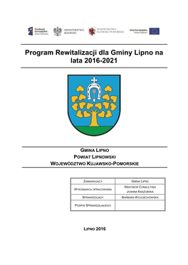 Program Rewitalizacji Dla Gminy Lipno Na Lata 2016-2021
