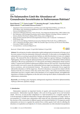 Do Salamanders Limit the Abundance of Groundwater Invertebrates in Subterranean Habitats?