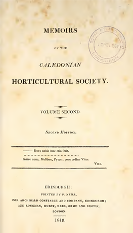 Memoirs of the Caledonian Horticultural Society. Volume Second