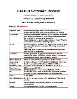 CALICO Software Review