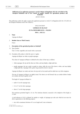 A) of Regulation (EU) No 1151 /2012 of the European Parliament and of the Council on Quality Schemes for Agricultural Products and Foodstuffs (2015/C 238/10