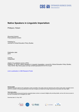 Native Speakers in Linguistic Imperialism