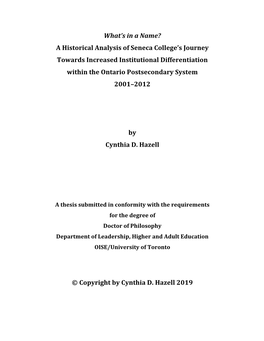 A Historical Analysis of Seneca College's Journey