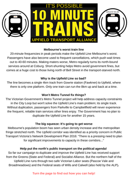 Upfield Transport Alliance Flyer April 2019