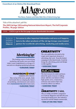 Leading National Advertisers 2003