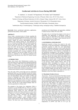 Geothermal Activities in Greece During 2005-2009