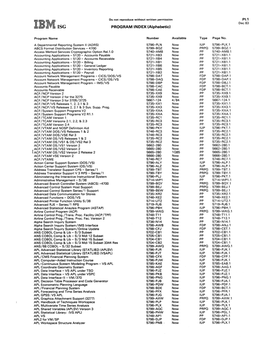 = =:: ~~E: ISG PROGRAM INDEX (Alphabetic)