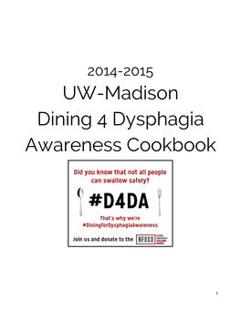 UW-Madison Dining 4 Dysphagia Awareness Cookbook