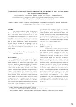 60 an Application of Microsoft Kinect to Translate Thai Sign Language Of