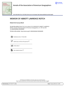 Memoir of Abbott Lawrence Rotch