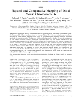 Physical and Comparative Mapping of Distal Mouse Chromosome 16 Deborah E