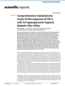 Comprehensive Metabolomic Study of the Response of HK-2 Cells to Hyperglycemic, Hypoxic Diabetic-Like Milieu Has Never Been Performed