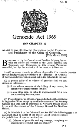 Genocide Act 1969 1969 CHAPTER 12