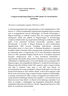 A Magyarországi Lengyel Légió És Az 1849. Január 22-I Tarcali Ütközet Jelentősége