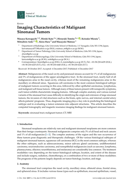 Imaging Characteristics of Malignant Sinonasal Tumors