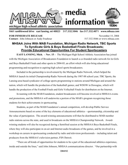 MHSAA Joins with MAB Foundation, Michigan Radio Network, TBC
