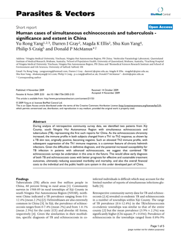 Human Cases of Simultaneous Echinococcosis and Tuberculosis-Significance and Extent in China