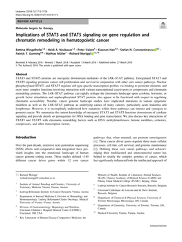 Implications of STAT3 and STAT5 Signaling on Gene Regulation and Chromatin Remodeling in Hematopoietic Cancer