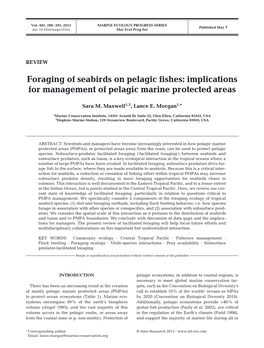 Foraging of Seabirds on Pelagic Fishes: Implications for Management of Pelagic Marine Protected Areas