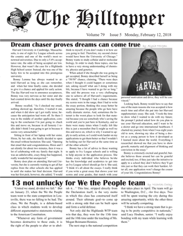 13 Not Unlucky for We the People Team by Nicholas Cooley “United We Stand, Divided We Fall.” but Ish It…” This Line, Stripped Directly from That Takes Place in April