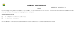 Biosecurity Requirements Plan