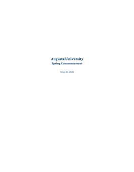 Augusta University 2020 Spring Graduation Program