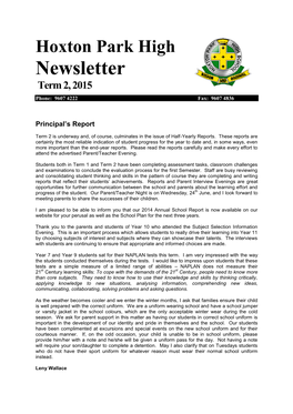 Newsletter Term 2, 2015