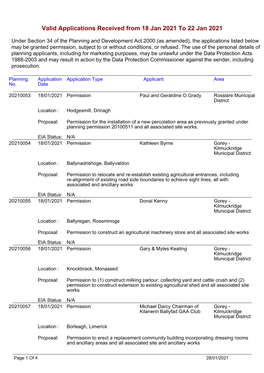 22/01/2021 Permission James Lancaster & Claire Enniscorthy Walshe Municipal District