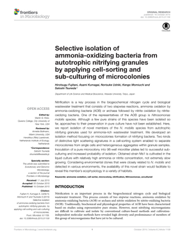 Selective Isolation of Ammonia-Oxidizing Bacteria from Autotrophic Nitrifying Granules by Applying Cell-Sorting and Sub-Culturing of Microcolonies
