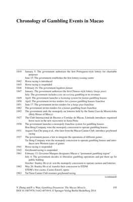 Chronology of Gambling Events in Macao