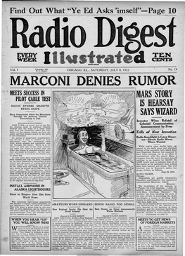Marconi Denies Rumor Meets Success in Pilot Cable Test Radio Steers Massive Steel Ships