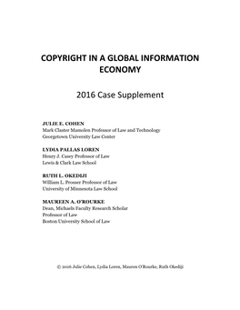 Copyright in a Global Information Economy 2016 Case Supplement Toho Co., Ltd