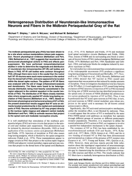 Heterogeneous Distribution of Neurotensin-Like Lmmunoreactive Neurons and Fibers in the Midbrain Periaqueductal Gray of the Rat