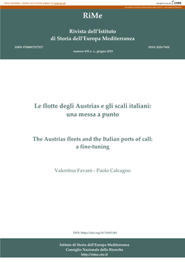 Le Flotte Degli Austrias E Gli Scali Italiani: Una Messa a Punto