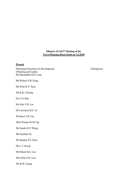 Minutes of 1223Rd Meeting of the Town Planning Board Held on 3.6.2020