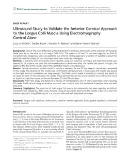 Ultrasound Study to Validate the Anterior Cervical Approach to the Longus Colli Muscle Using Electromyography Control Alone