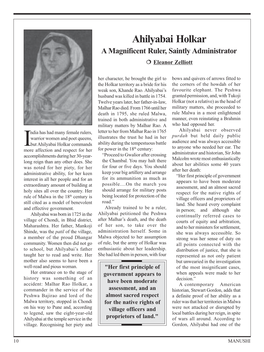 Ahilyabai Holkar a Magnificent Ruler, Saintly Administrator � Eleanor Zelliott