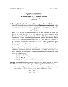 Macroeconomic Theory Practice Problem Set 2 – Suggested Solutions Professor Sanjay Chugh Fall 2014