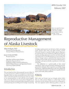 Reproductive Management of Alaska Livestock, Circular