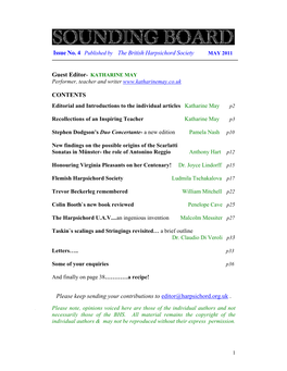 Issue No. 4 Published by the British Harpsichord Society CONTENTS