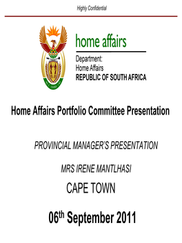 Home Affairs Portfolio Committee Presentation