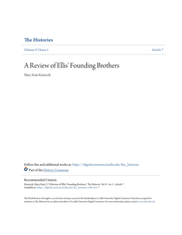 A Review of Ellis' Founding Brothers Mary Kate Kimiecik