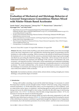 Evaluation of Mechanical and Shrinkage Behavior of Lowered Temperatures Cementitious Mortars Mixed with Nitrite–Nitrate Based Accelerator