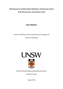 Mechanisms of Microbial Methane Production from Sub-Bituminous Australian Coal