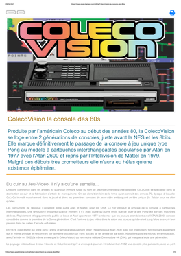 Colecovision La Console Des 80S