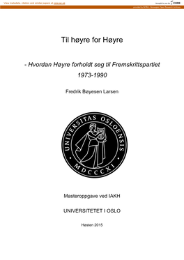 Til Høyre for Høyre