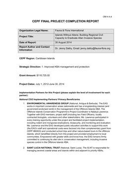 Cepf Final Project Completion Report